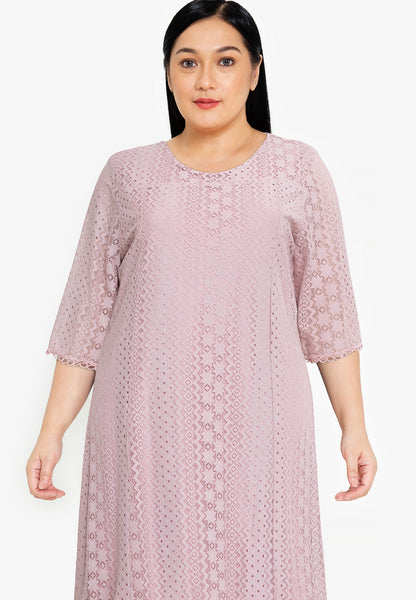 Plus Size Premium Lace Long Sleeve Formal Dress