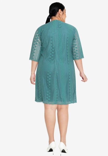 Plus Size Premium Lace Long Sleeve Formal Dress