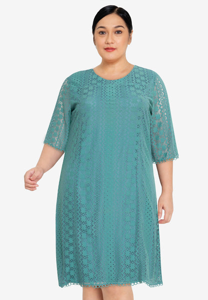 Plus Size Premium Lace Long Sleeve Formal Dress