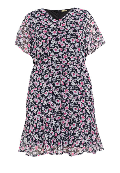 Divina Plus Size Printed Flounce Hem Dress