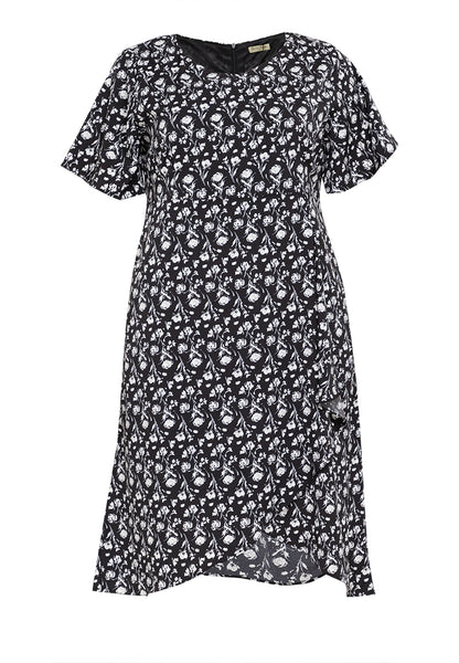 Divina Plus Size  Overlap Hem Printed Midi Dress