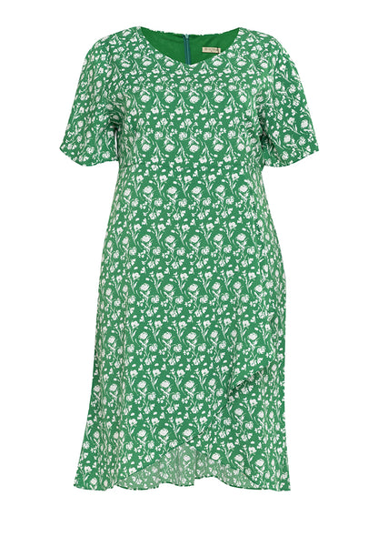 Divina Plus Size  Overlap Hem Printed Midi Dress