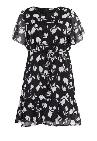 Divina Plus Size V-Neck Printed Shift Dress