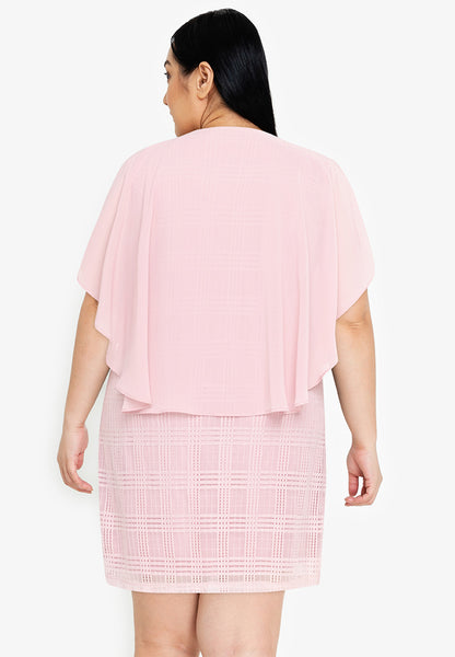 Divina Plus Size V-neck Sequins Overlay Dress