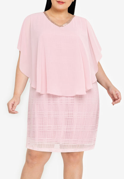 Divina Plus Size V-neck Sequins Overlay Dress