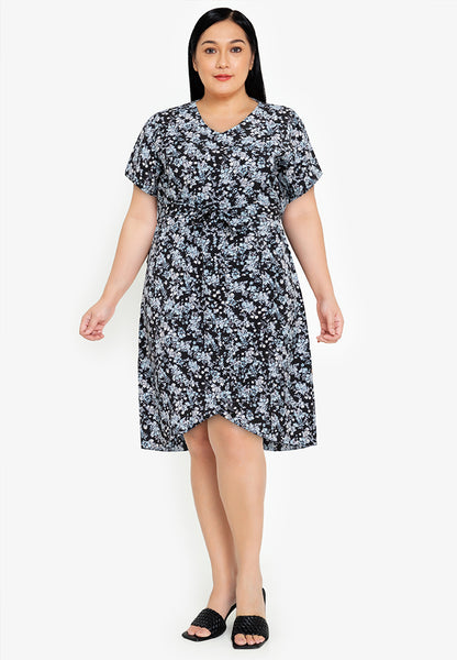 Divina Plus Size V-Neck Overlap Dress
