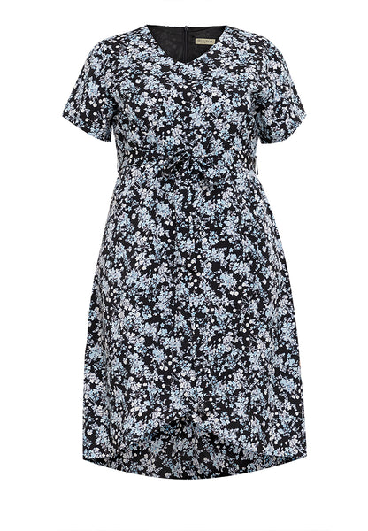 Divina Plus Size V-Neck Overlap Dress