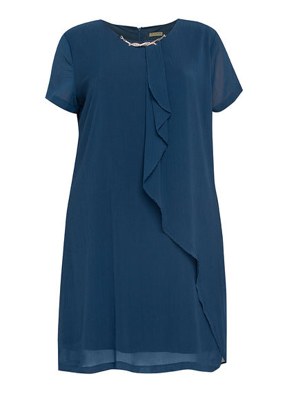 Divina Plus Size Overlap Shift Dress with with Detachable Necklace