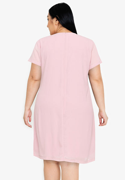 Divina Plus Size Overlap Shift Dress with with Detachable Necklace