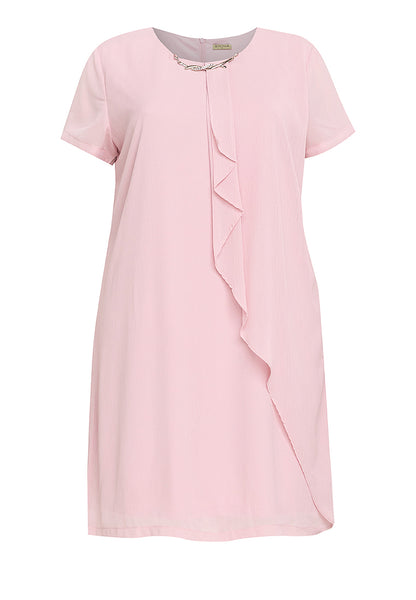 Divina Plus Size Overlap Shift Dress with with Detachable Necklace