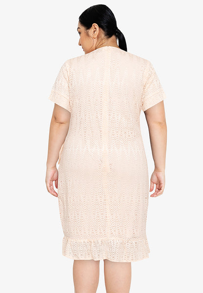 Divina Plus Size V-neck Frill Hem Lace Dress