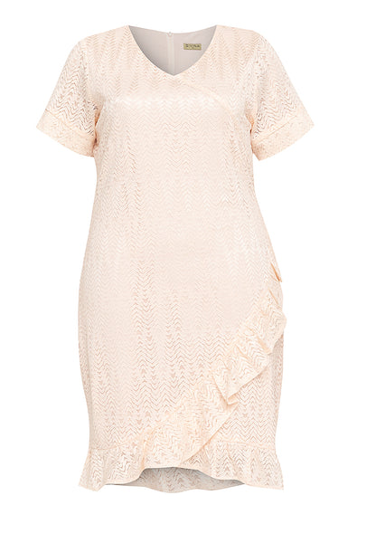 Divina Plus Size V-neck Frill Hem Lace Dress