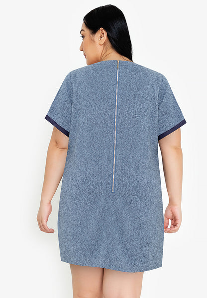 Divina Plus Size Round Neck Tweed Dress