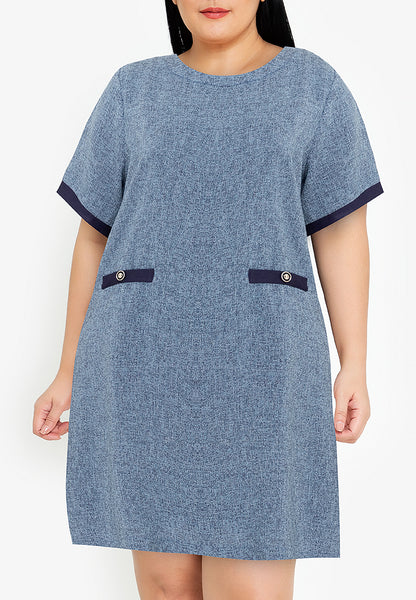 Divina Plus Size Round Neck Tweed Dress