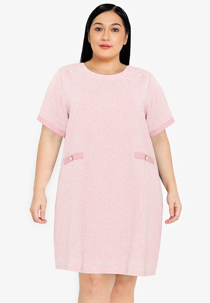 Divina Plus Size Round Neck Tweed Dress