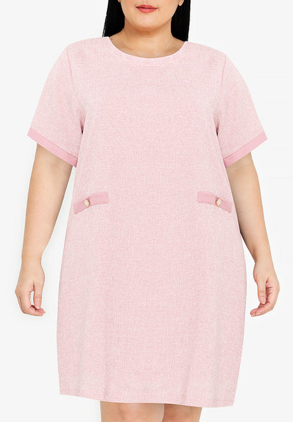 Divina Plus Size Round Neck Tweed Dress