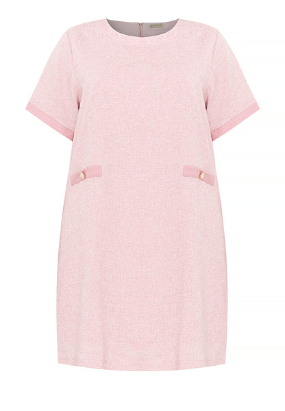 Divina Plus Size Round Neck Tweed Dress