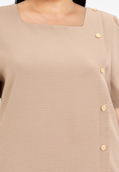 Divina Plus Size Cotton Waffle Squareneck Dress