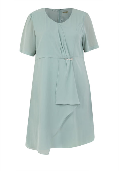 Divina Plus Size Twist Front Overlap Dress with Detachable Pin