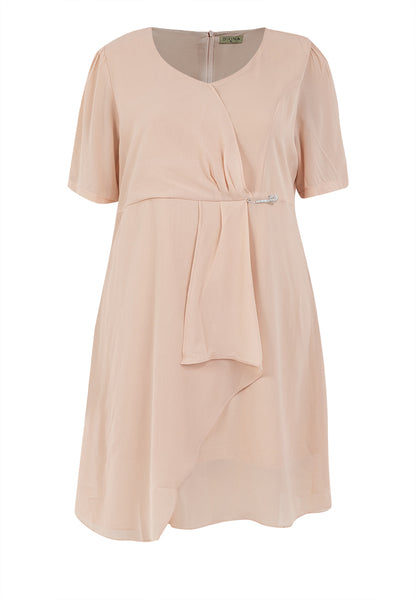 Divina Plus Size Twist Front Overlap Dress with Detachable Pin