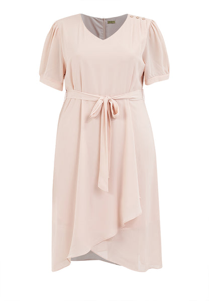 Divina Plus Size Overlap V-Neck Tie Waist Dress