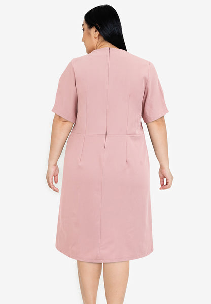 Plus Size Round Neck Side Button Dress