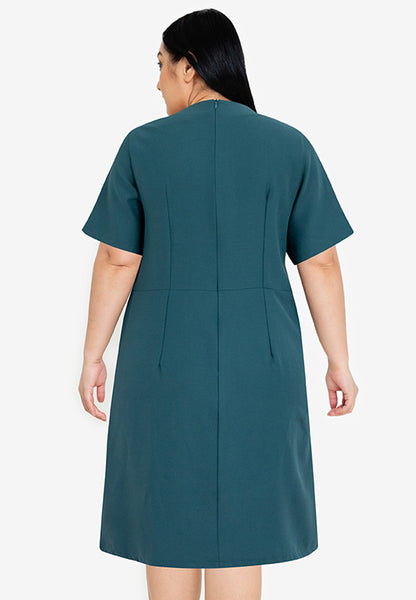 Plus Size Round Neck Side Button Dress