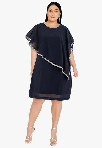 Divina Plus Size Overlay Dress with Trimmings
