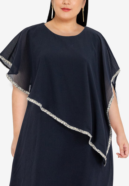 Divina Plus Size Overlay Dress with Trimmings