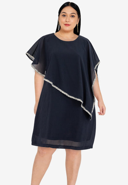 Divina Plus Size Overlay Dress with Trimmings