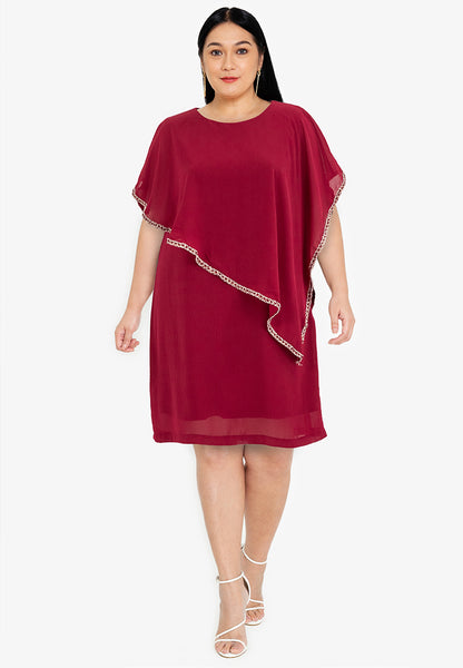 Divina Plus Size Overlay Dress with Trimmings