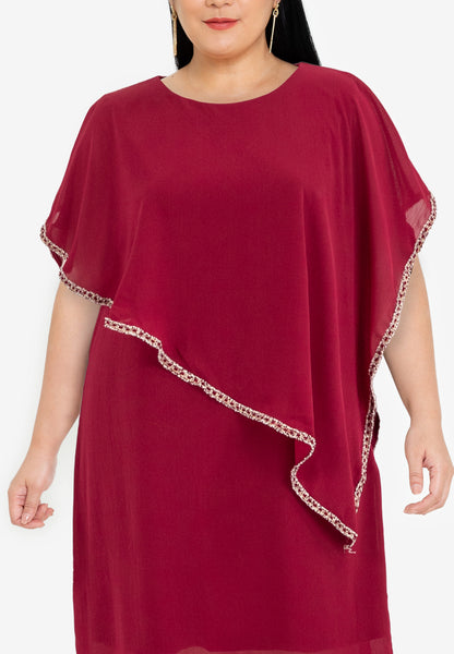 Divina Plus Size Overlay Dress with Trimmings