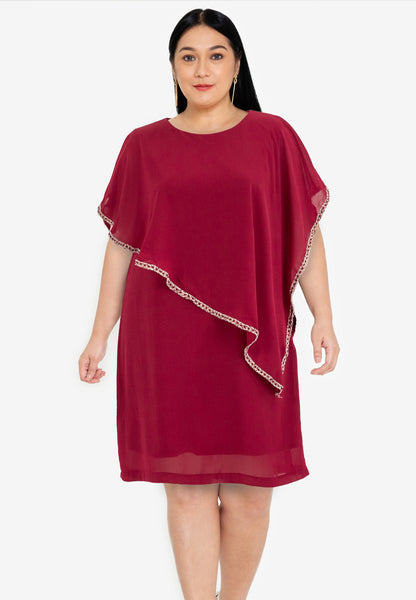 Divina Plus Size Overlay Dress with Trimmings