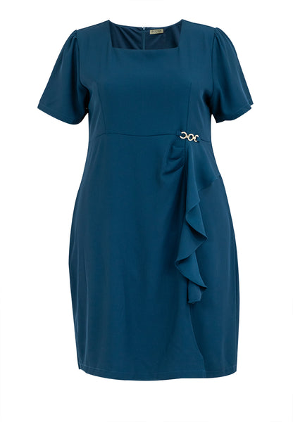 Divina Plus Size Ruffle Trim Square Neck Dress