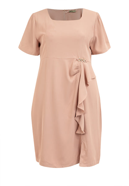 Divina Plus Size Ruffle Trim Square Neck Dress