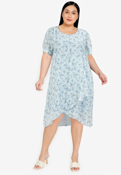 Divina Plus Size Overlap Hem Midi Dress