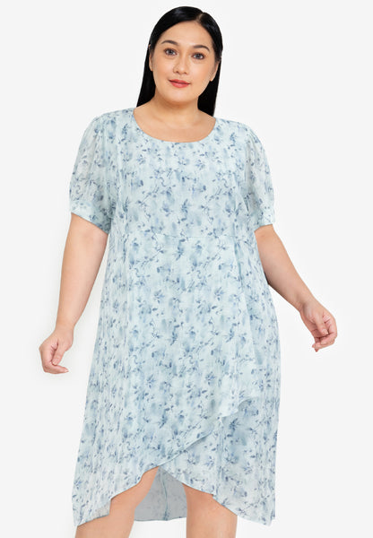 Divina Plus Size Overlap Hem Midi Dress