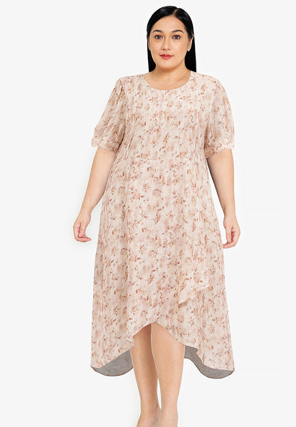 Divina Plus Size Overlap Hem Midi Dress