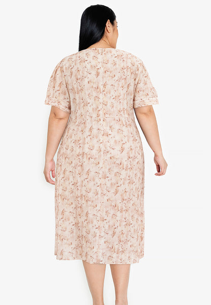 Divina Plus Size Overlap Hem Midi Dress