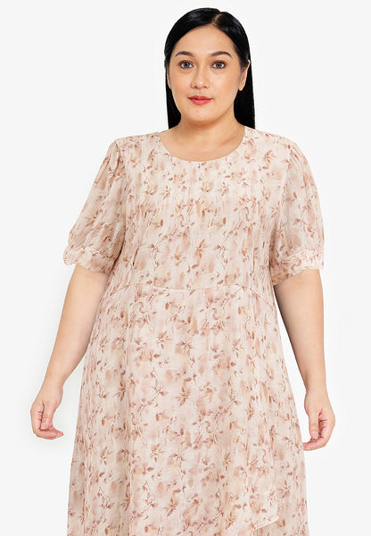 Divina Plus Size Overlap Hem Midi Dress