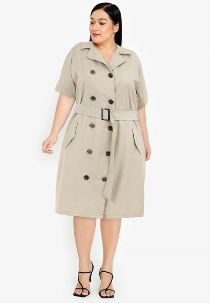 Divina Plus Size Cotton Blend Trench Dress