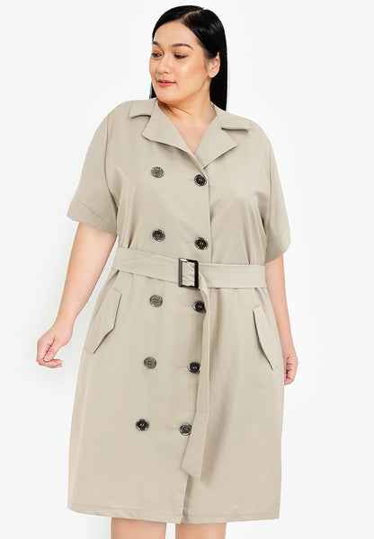 Divina Plus Size Cotton Blend Trench Dress