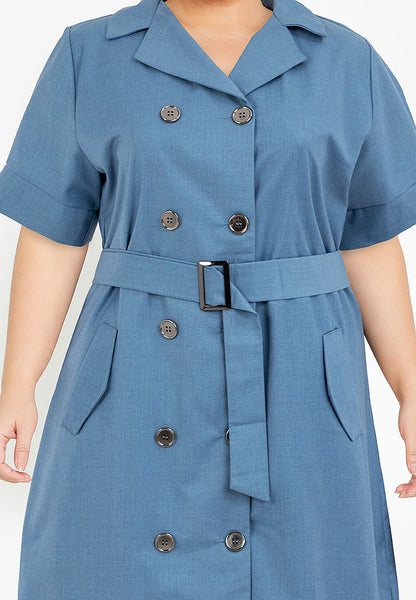 Divina Plus Size Cotton Blend Trench Dress