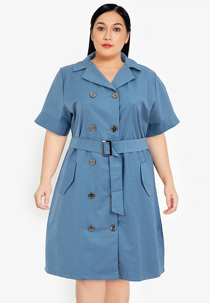 Divina Plus Size Cotton Blend Trench Dress
