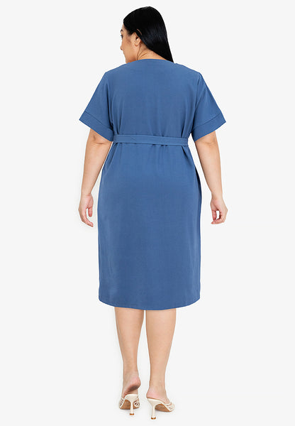 Divina Square Neck Front Zipper Dress with Pocket