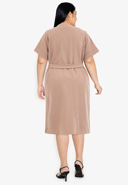 Divina Square Neck Front Zipper Dress with Pocket