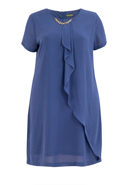 Divina Plus Size Overlap Shift Dress with Detachable Necklace
