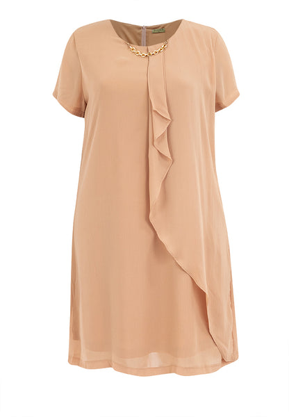 Divina Plus Size Overlap Shift Dress with Detachable Necklace