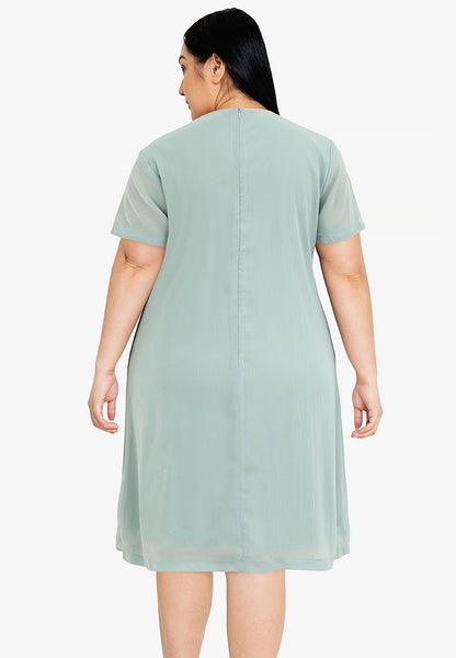 Divina Plus Size Overlap Shift Dress with Detachable Necklace