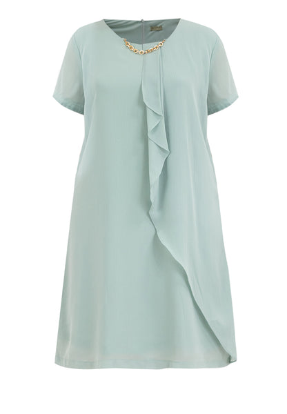 Divina Plus Size Overlap Shift Dress with Detachable Necklace